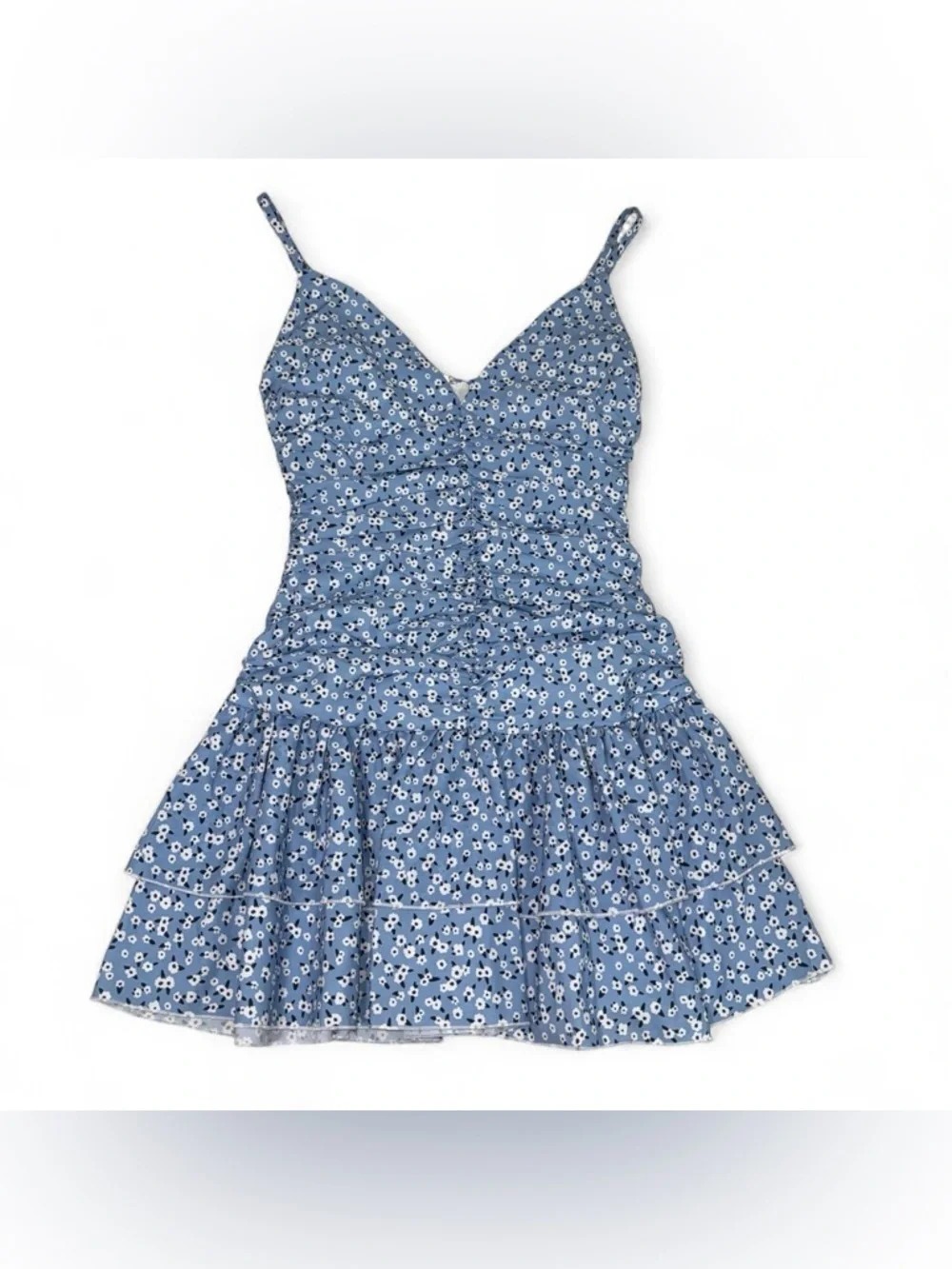Princess Polly Light Blue Floral Tie-Strap Mini Dress